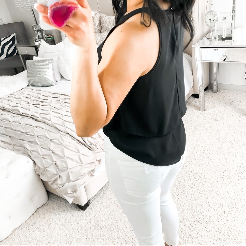 Intu xs black round neck double layer mesh  crop top - Picture 3 of 7